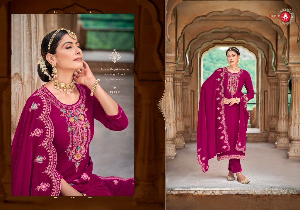 adakari by triple aaa viscose velvet winter special ladies suits