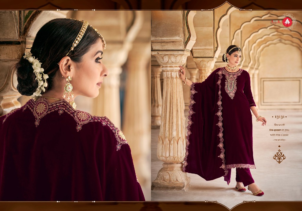 adakari by triple aaa viscose velvet winter special ladies suits