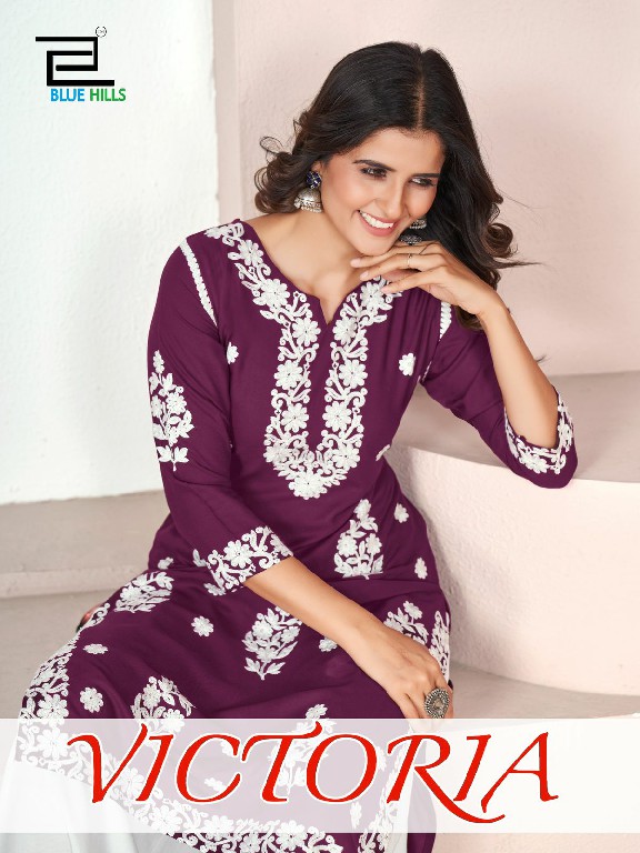 victoria by blue hills rayon trendy readymade kurti with plazzo