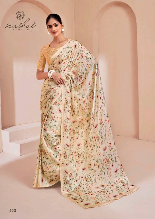 floral vol 5 by kashvi creation beautiful satin georgette saree