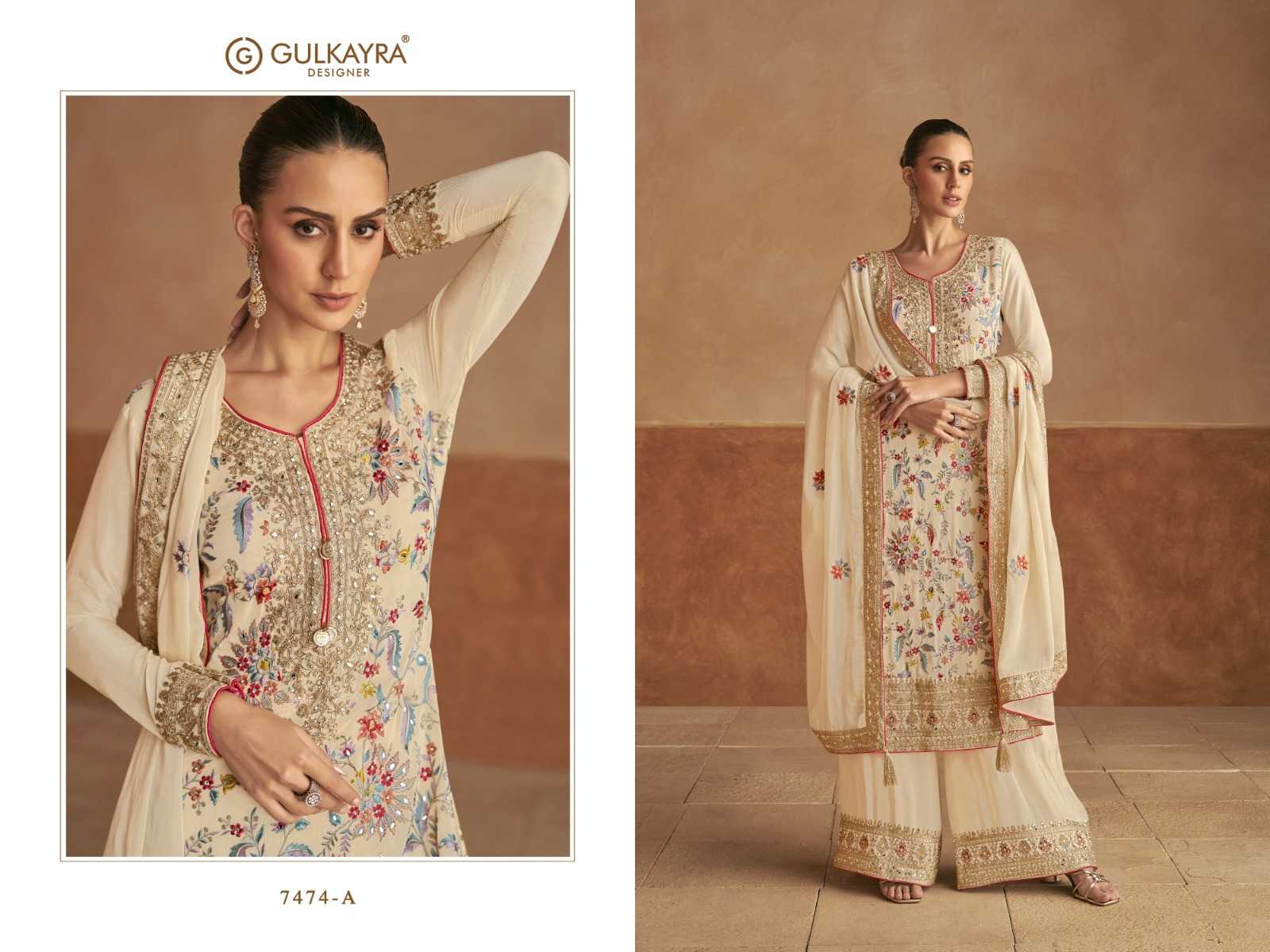 lahza by gulkayra designer readymade chinon traditional wear plazzo style 3pcs dress