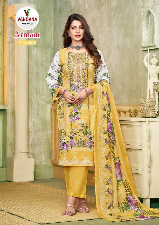 Vandana Armani Vol-2 Wholesale Semi Cotton With Embroidery Work Dress Material