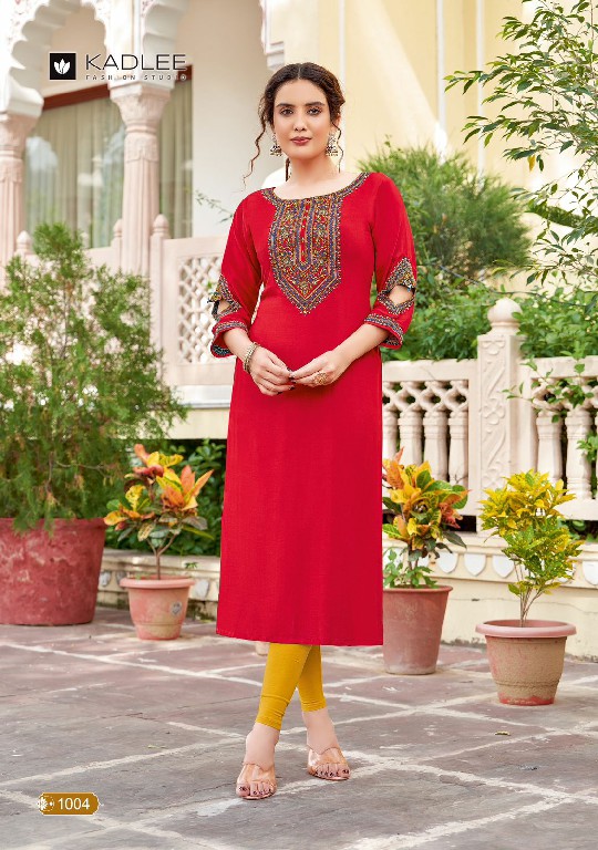 Kadlee Aaisha Wholesale Heavy Reyon Long Kurtis Catalog