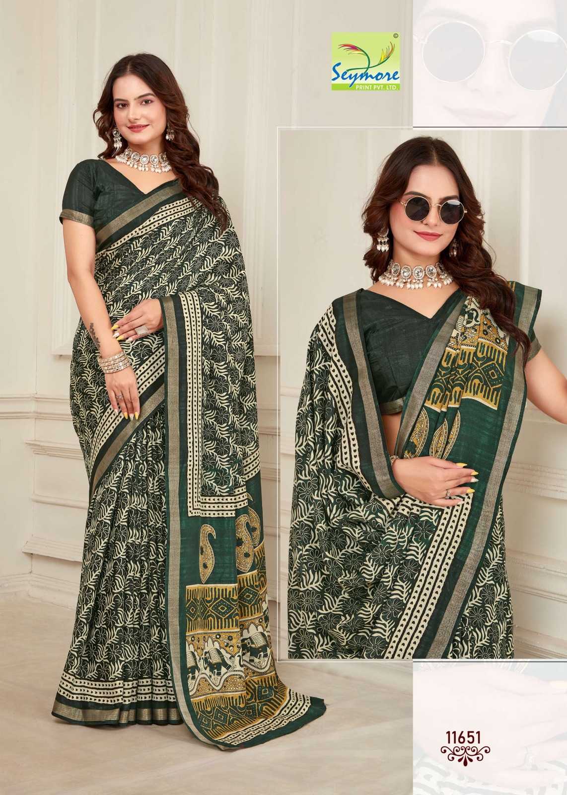 copper silk vol 2 by seymore beautiful print cotton saree