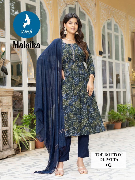 malaika by kaya capsule print readymade straight cut big size salwar kameez