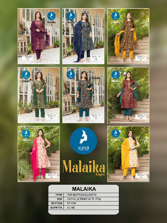 malaika by kaya capsule print readymade straight cut big size salwar kameez