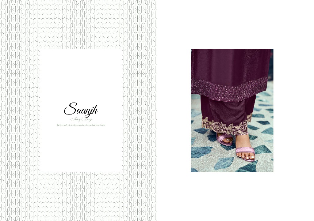 saanjh by radha trendz embroidery work chinon readymade suits