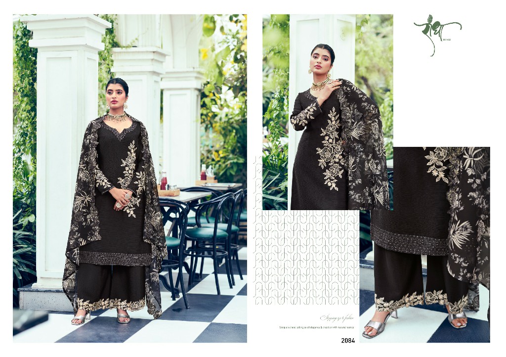 saanjh by radha trendz embroidery work chinon readymade suits