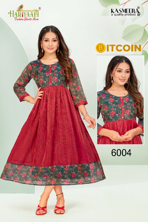 Hariyaali Bitcoin Vol-6 Wholesale Tissue Silk And Negative Print Kurtis Combo