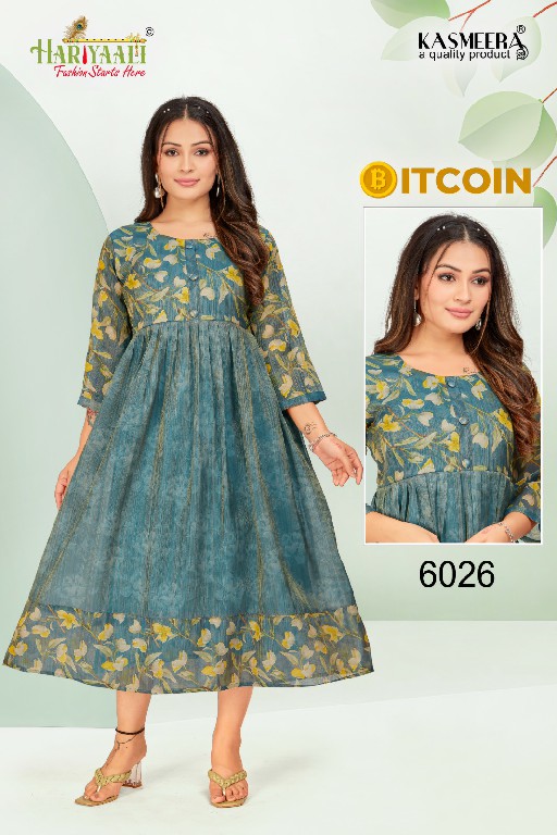 Hariyaali Bitcoin Vol-6 Wholesale Tissue Silk And Negative Print Kurtis Combo