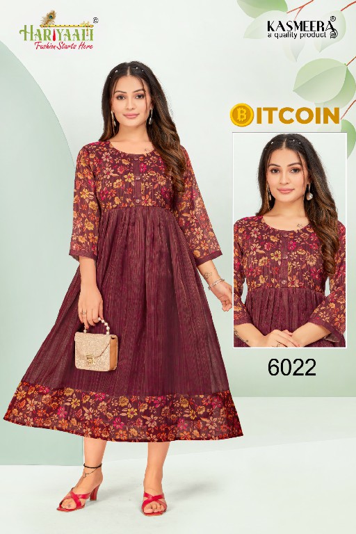 Hariyaali Bitcoin Vol-6 Wholesale Tissue Silk And Negative Print Kurtis Combo