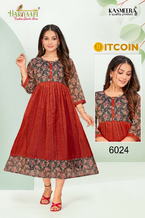 Hariyaali Bitcoin Vol-6 Wholesale Tissue Silk And Negative Print Kurtis Combo