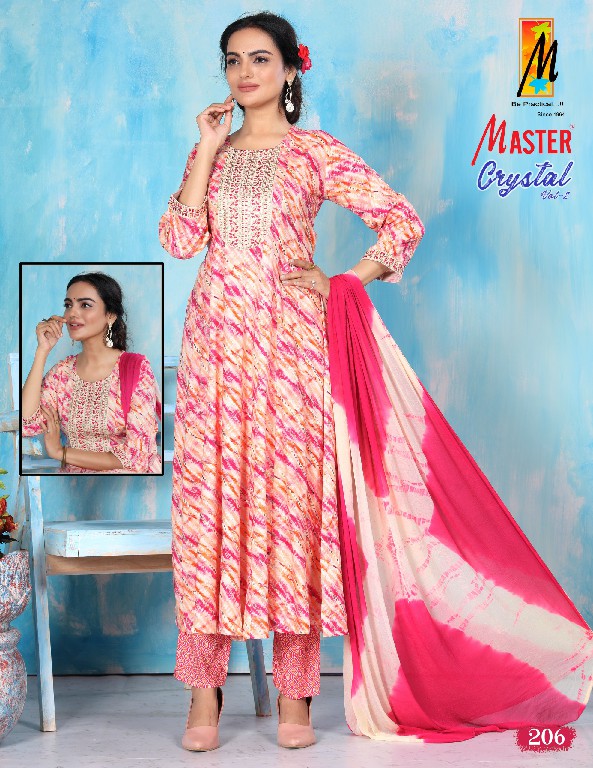 MASTER CRYSTAL VOL 2 GHERA RAYON PRINT READYMADE CASUAL WEAR 3PCS DRESS