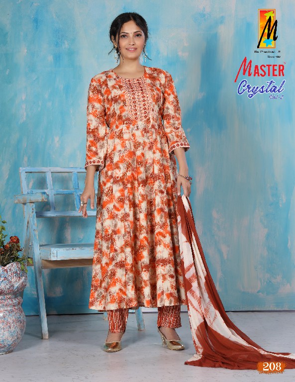 MASTER CRYSTAL VOL 2 GHERA RAYON PRINT READYMADE CASUAL WEAR 3PCS DRESS