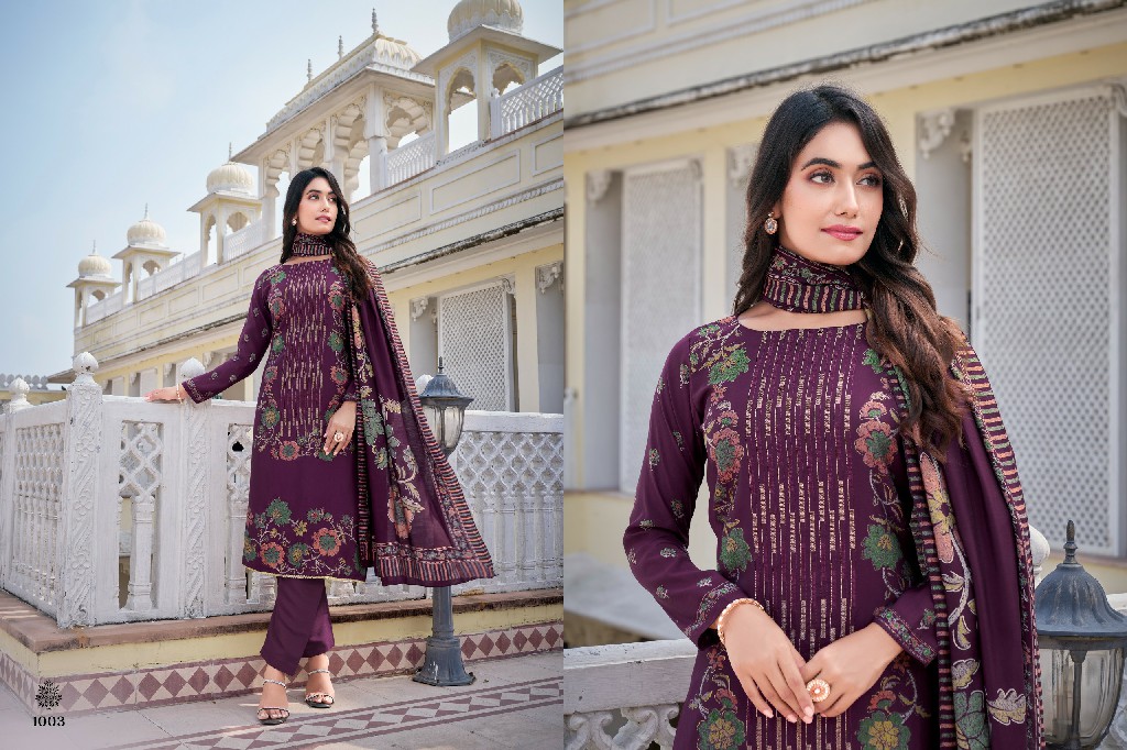 VP Shehnaz Wholesale Pure Maslin Printed With Work Dress Material