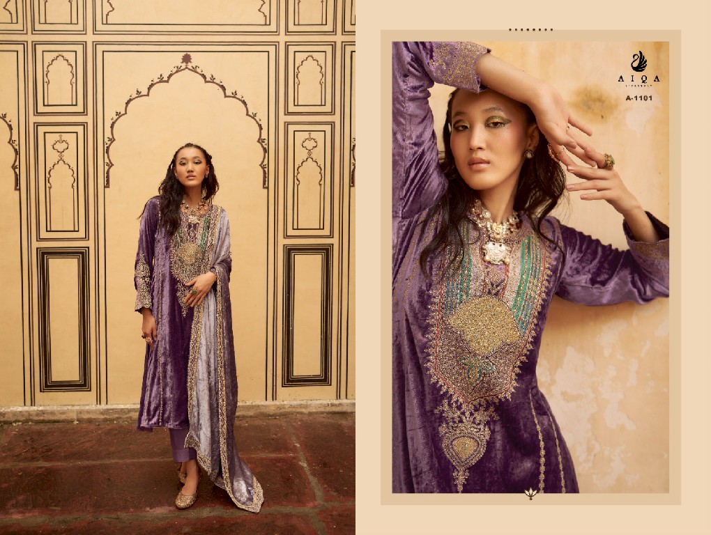 sitaray by aiqa fancy work pure velvet winter special designer 3pcs dress