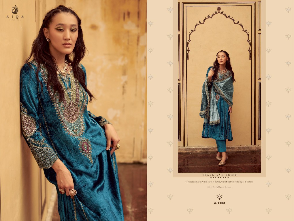 sitaray by aiqa fancy work pure velvet winter special designer 3pcs dress