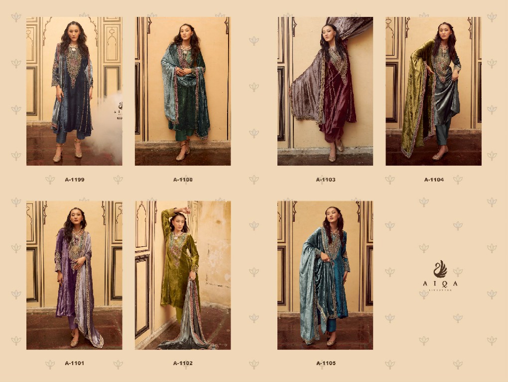 sitaray by aiqa fancy work pure velvet winter special designer 3pcs dress