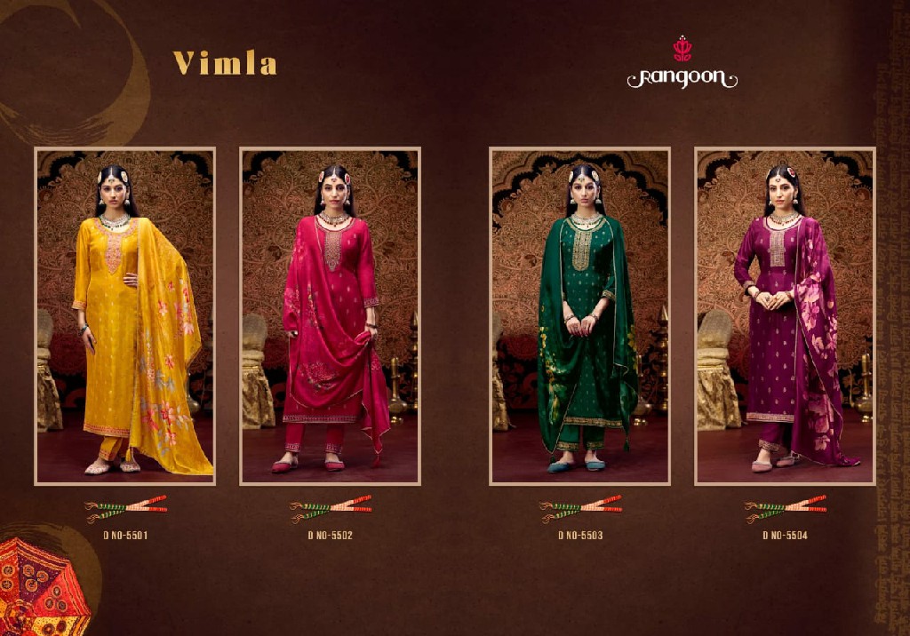 Rangoon Vimla Wholesale Dola Jacquard Fabrics Readymade 3 Piece Suits