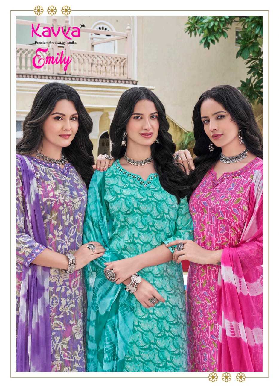 kavya emily vol 1 capsule print readymade regular wear 3pcs dress