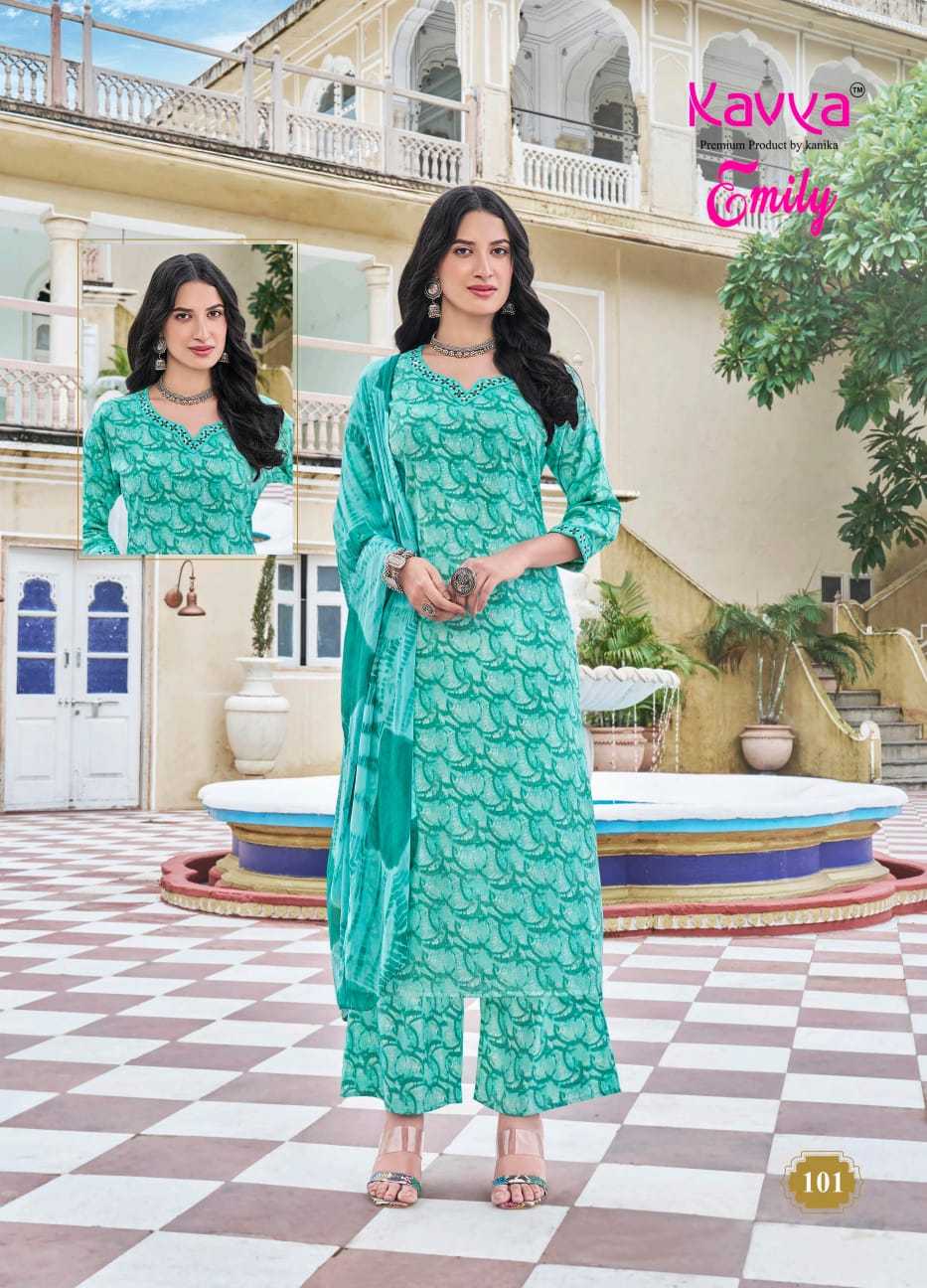 kavya emily vol 1 capsule print readymade regular wear 3pcs dress