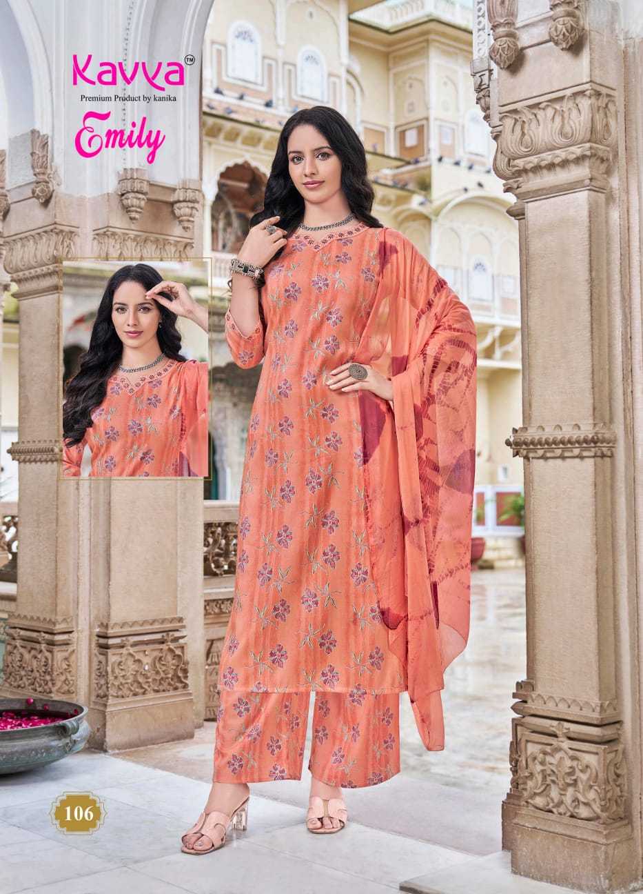 kavya emily vol 1 capsule print readymade regular wear 3pcs dress