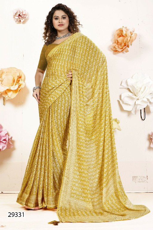 Vallabhi Eshanya Wholesale Georgette Fabrics Indian Sarees