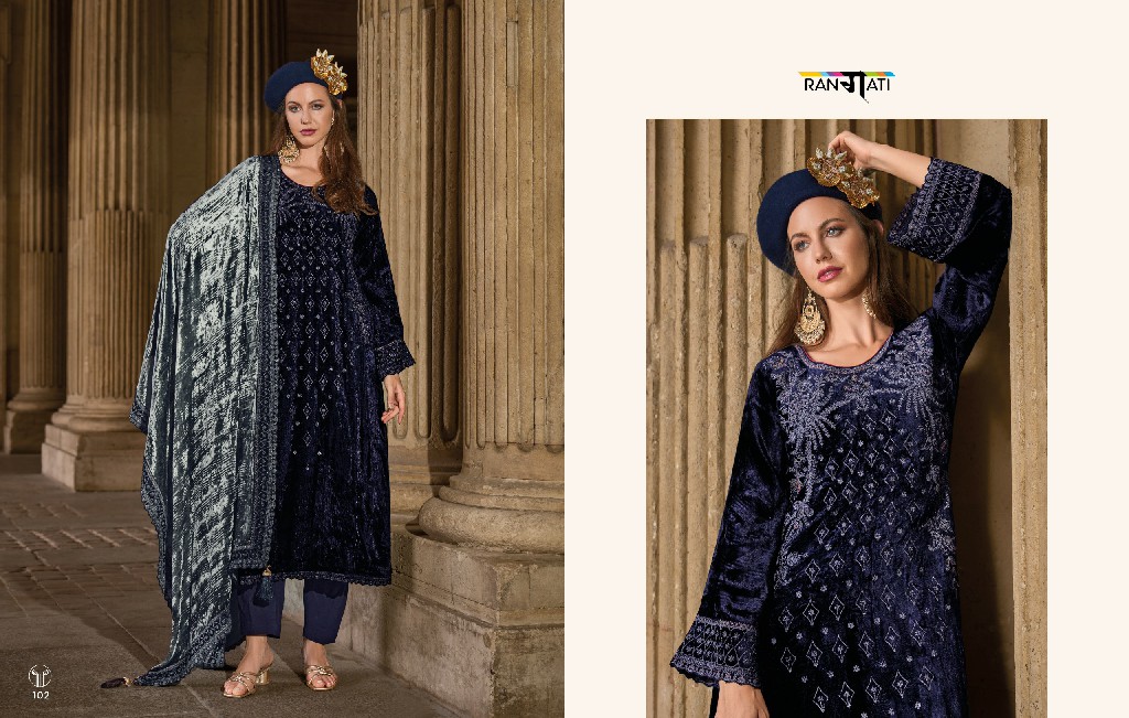 Rangati Annabee Wholesale Plush Velvet With Cord Embroidery Winter Suits