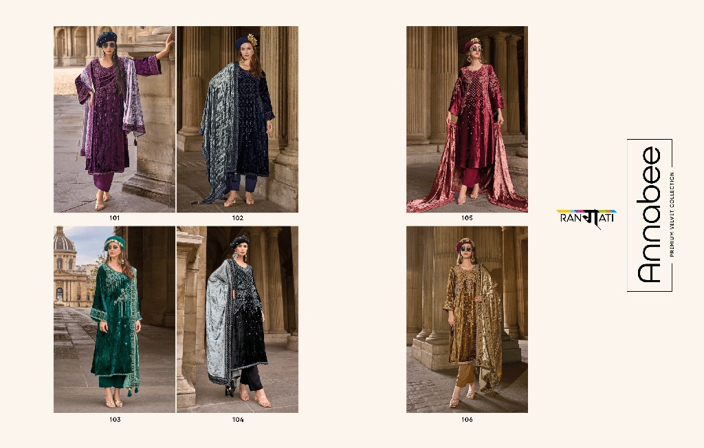 Rangati Annabee Wholesale Plush Velvet With Cord Embroidery Winter Suits