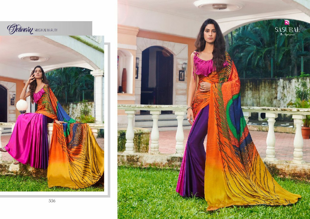 Sasural Mor Pankh Wholesale Satin Silk With Hand Print And Stone Diamond Sarees