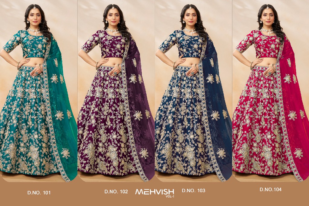 Mehvish Vol-1 Wholesale Art Silk Fabrics Lehenga Choli