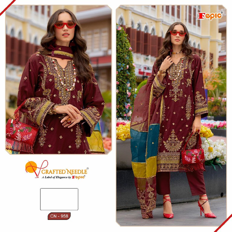 Fepic Crafted Needle CN-958 Wholesale Readymade Pakistani Concept Suits