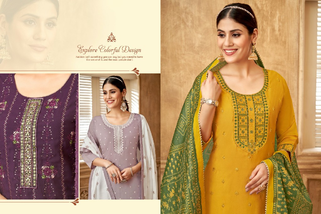 Khushi Daisy Wholesale Roman Silk Readymade 3 Piece Suits