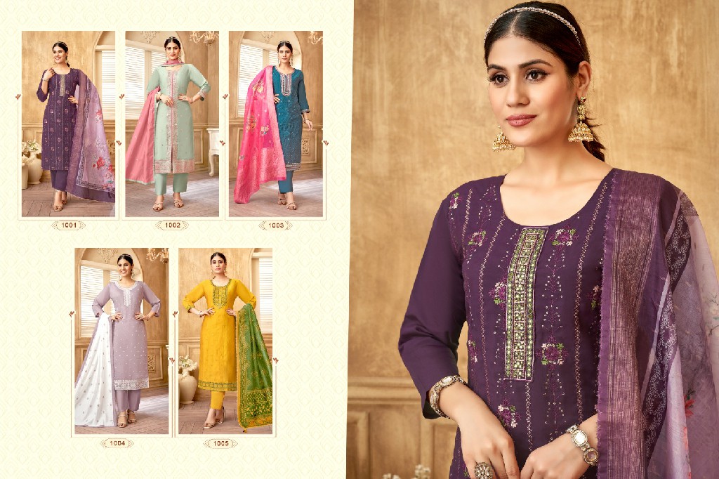 Khushi Daisy Wholesale Roman Silk Readymade 3 Piece Suits