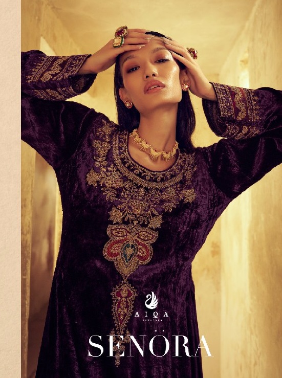 AIQA Senora Wholesale Pure Velvet With Fancy Work Winter Collection
