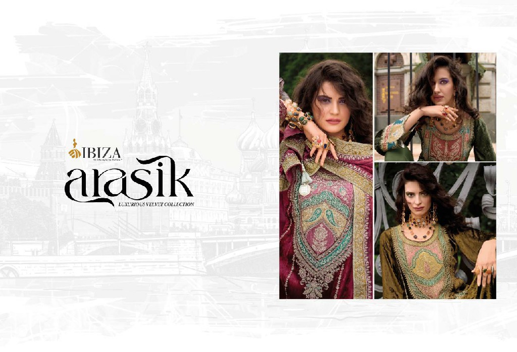 arasik by ibiza pure velvet embroidery work winter special suits