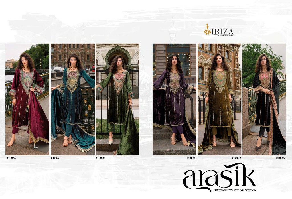 arasik by ibiza pure velvet embroidery work winter special suits