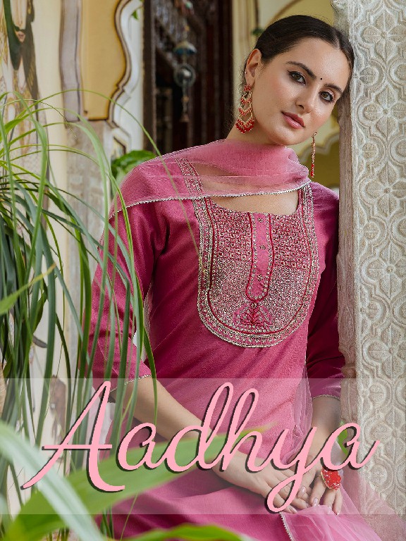 Aadhya Wholesale Cotton With Embroidery Work Kurti With Pant And Dupatta