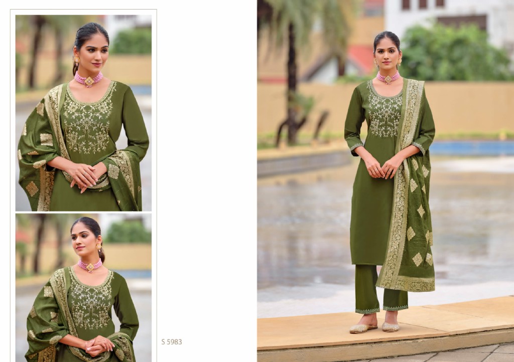 SBS By Subhash Poorva Wholesale Roman Silk Kurti With Pant And Dupatta