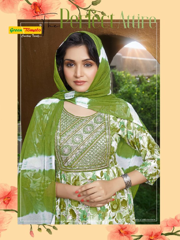 Green Tomato Kumkum Wholesale Alia Cut Kurti With Pant And Dupatta