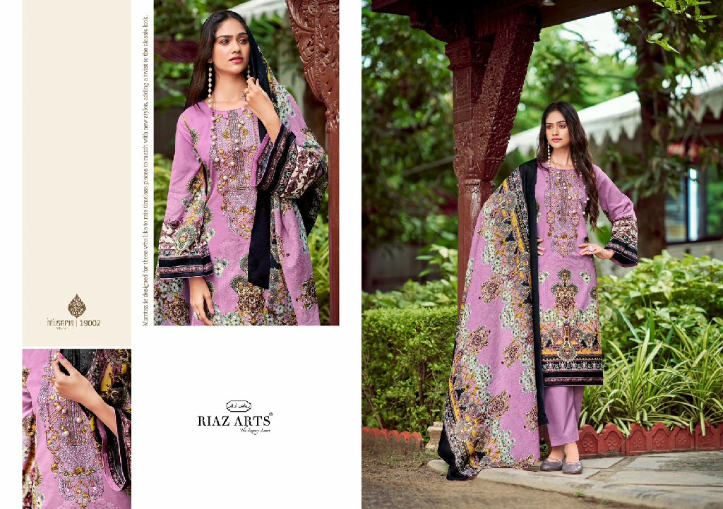 Riaz Arts Musafir Vol-14 Wholesale Pure Karachi Lawn With Embroidery Work Dress Material