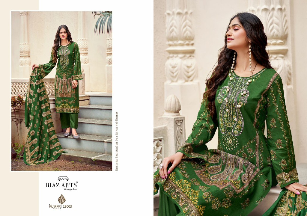 Riaz Arts Musafir Vol-14 Wholesale Pure Karachi Lawn With Embroidery Work Dress Material