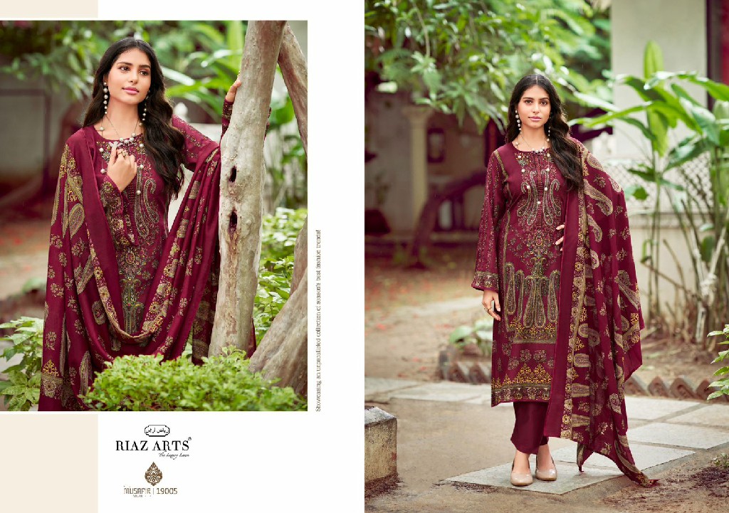 Riaz Arts Musafir Vol-14 Wholesale Pure Karachi Lawn With Embroidery Work Dress Material