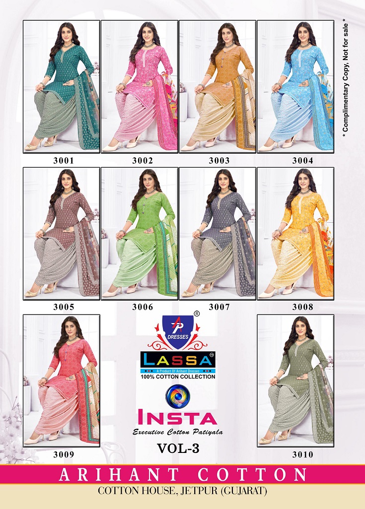 Arihant Lassa Insta Vol-3 Wholesale Exclusive Cotton Plazo Dress Material