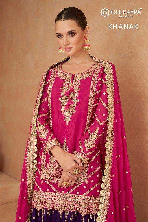 khanak by gulkayra designer chinon readymade kurti skirt with dupatta