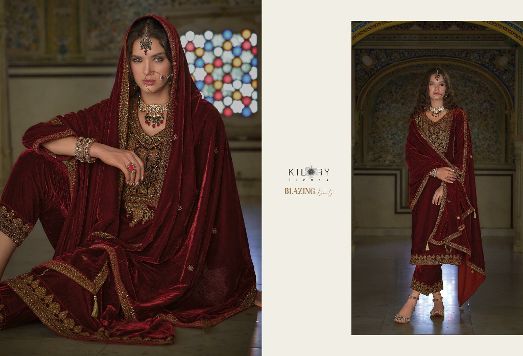 shehnaaz by kilory trends party wear winter special velvet suits