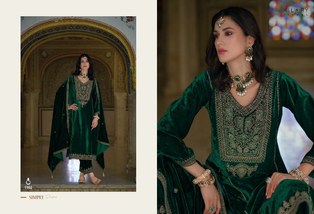 shehnaaz by kilory trends party wear winter special velvet suits