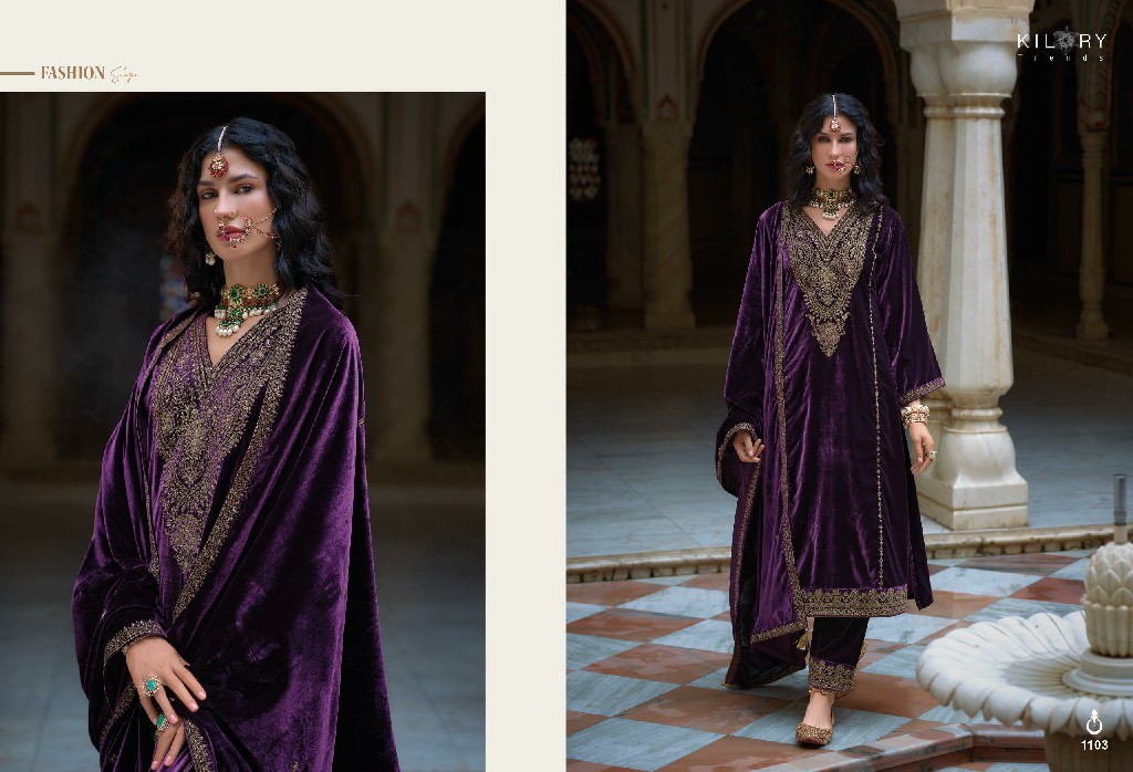 shehnaaz by kilory trends party wear winter special velvet suits