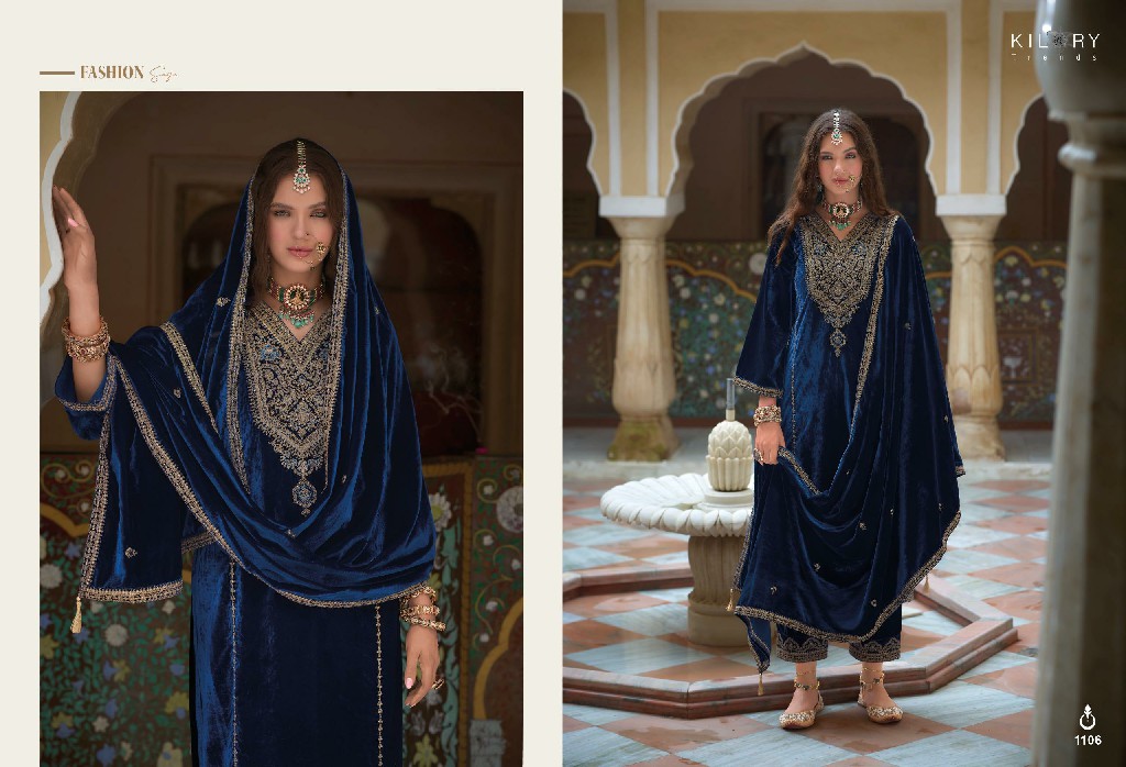 shehnaaz by kilory trends party wear winter special velvet suits