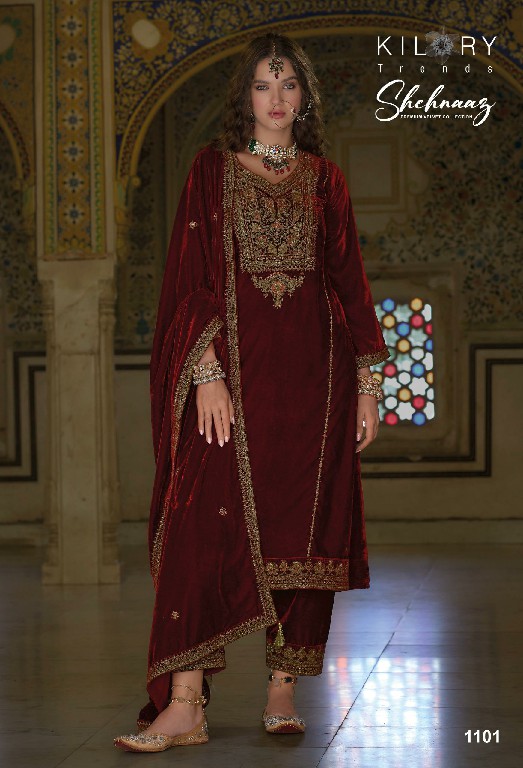 shehnaaz by kilory trends party wear winter special velvet suits